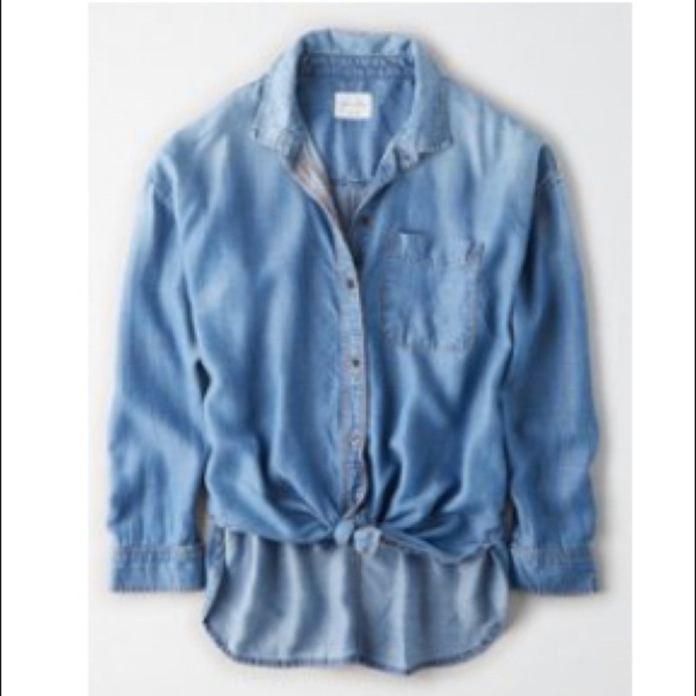 AE oversized denim button up shirt